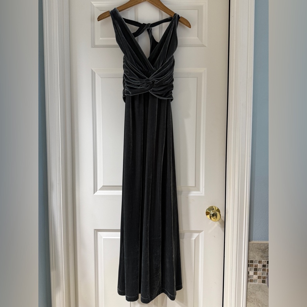 Boston Proper Gray Velvet Dress